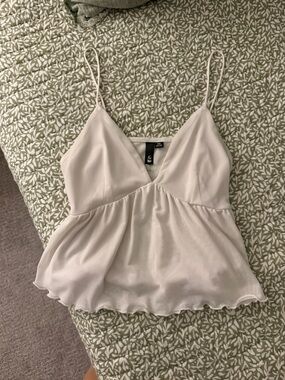 Garage Light Cream Spaghetti Strap Peplum Cami